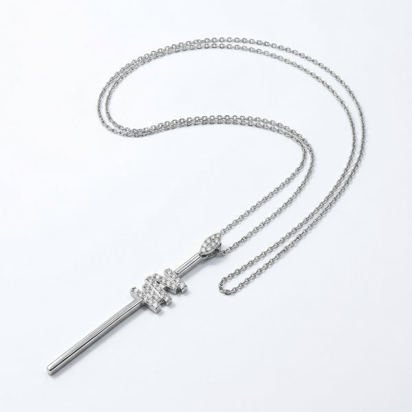 92.5 Fine Silver Sparkling Zirconia Geometric Slide Pendant