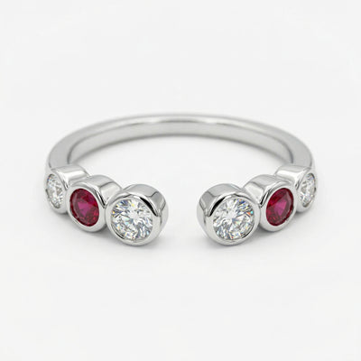 Ruby & Clear Bezel Trio Toe Rings