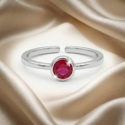 Scarlet Orb Bezel Solitaire  Toe Ring Set