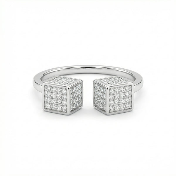 Geometric Cube Pavé Toe Rings