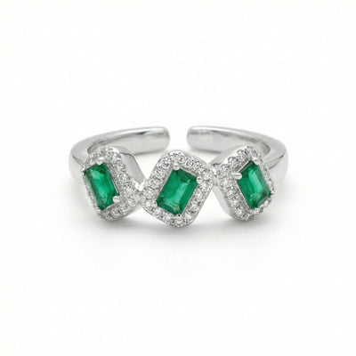 Emerald Trio Halo Toe Rings
