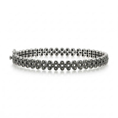 Vintage Floral Marcasite Silver Kada