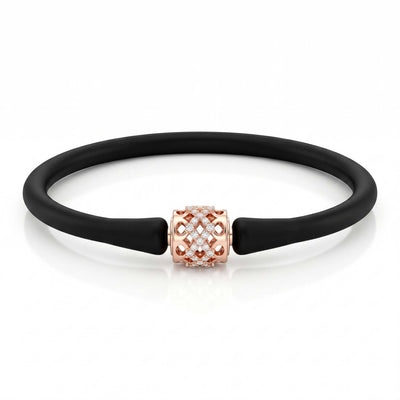 Rose Gold Filigree Charm Black Silicone Bracelet
