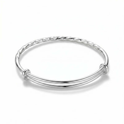 Twisted Rope Sterling Silver Adjustable Kada