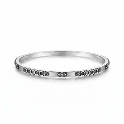 Oxidized Floral Engraved Silver kada