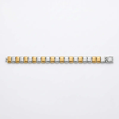 Dual-Tone Domed Rectangular Link Bracelet