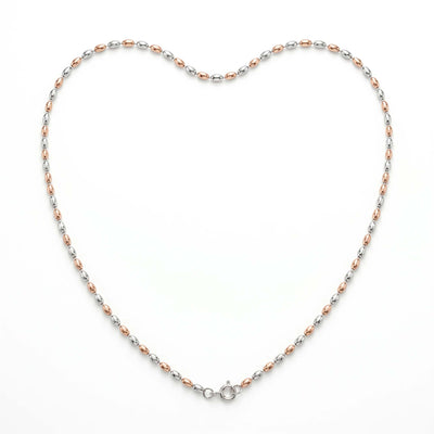 Two Tone Oval Bead Chain for Women Elegant Fine Silver Jewelry