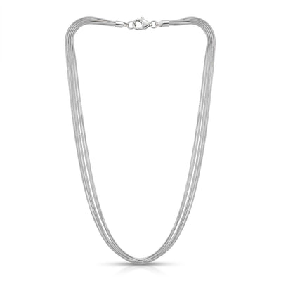 925 Fine Silver Multi Strand Snake Chain Necklace for Women Layered Minimalist Necklace