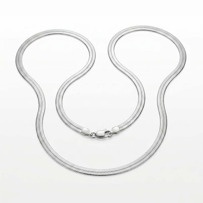 Classic Silver Herringbone Chain for Women Sleek Flat Link Minimalist Fine Jewelry