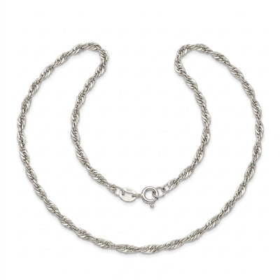 Silver Twisted Rope Chain for Women Fine Silver Elegant Necklace
