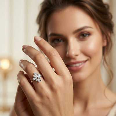 92.5 Fine Silver Minimalist Triple Zirconia Stackable Ring