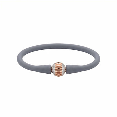 Rose Gold Ribbed Sphere Silicone Bracelet