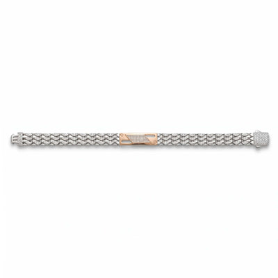 Dual-Tone Pavé Lattice Gents Bracelet