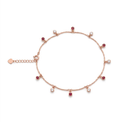 Rosé Scarlet Crystal Wave Anklet