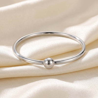 Orb-Accent Smooth Silver Kada