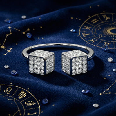 Geometric Cube Pavé Toe Rings