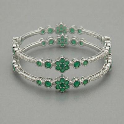 Emerald Meadow Floral Pavé Bangle