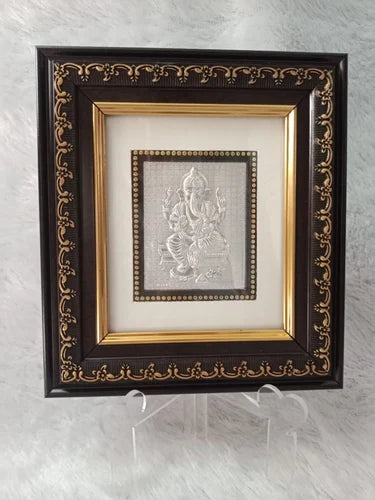 Divine Lord Ganesha 999 Silver Foil Frame
