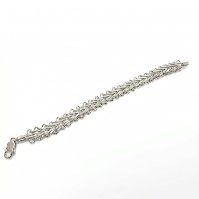 Textured Chevron Interwoven Silver Bracelet