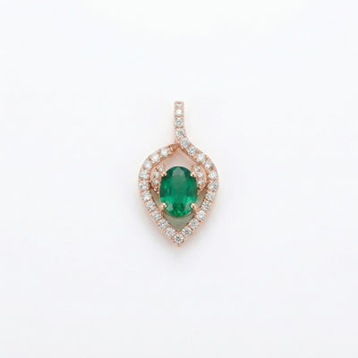 92.5 Fine Silver Emerald Zirconia Marquise Halo Pendant