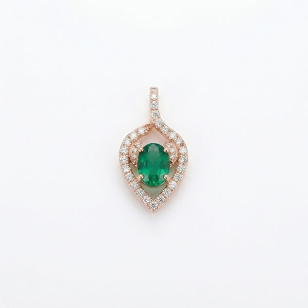 92.5 Fine Silver Emerald Zirconia Marquise Halo Pendant
