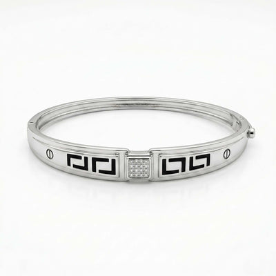 Luxe Enamel Greek Key & Pavé Gents Kada