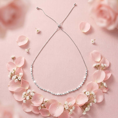 Shimmering Baguette Cut Sterling Silver Adjustable Choker
