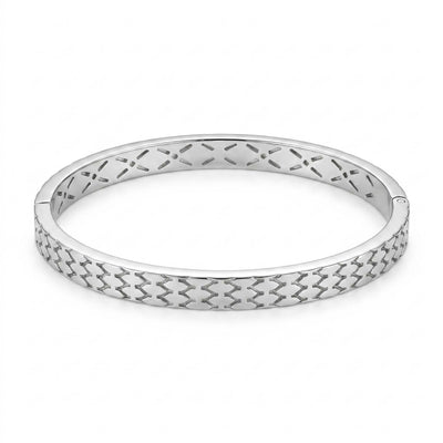 Interlocking Geometric Silver Gents Kada