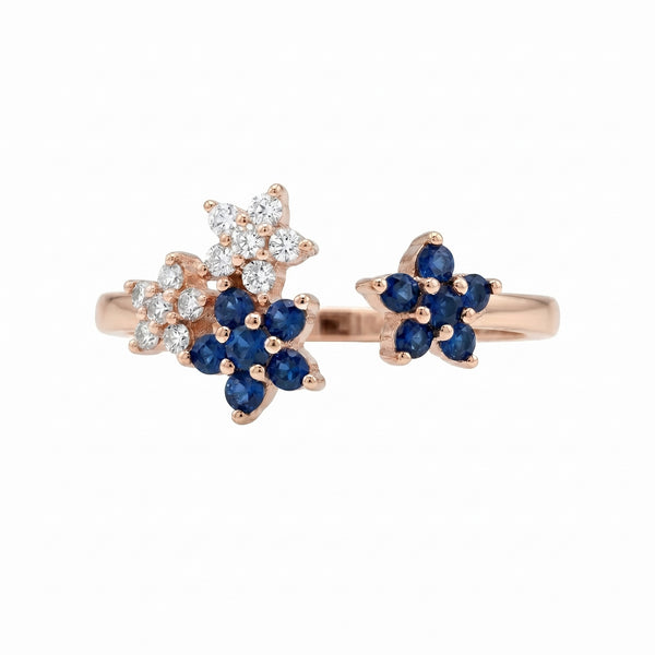 Sapphire & Starlet Rose Gold Bypass Toe Rings