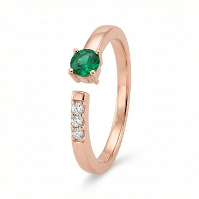 Emerald & Diamond Rose Bypass Toe Rings