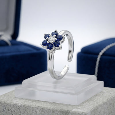 Midnight Bloom Sapphire Zirconia Toe Rings