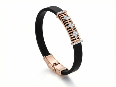 Rose Gold & Pavé Zirconia Silicone Band Bracelet